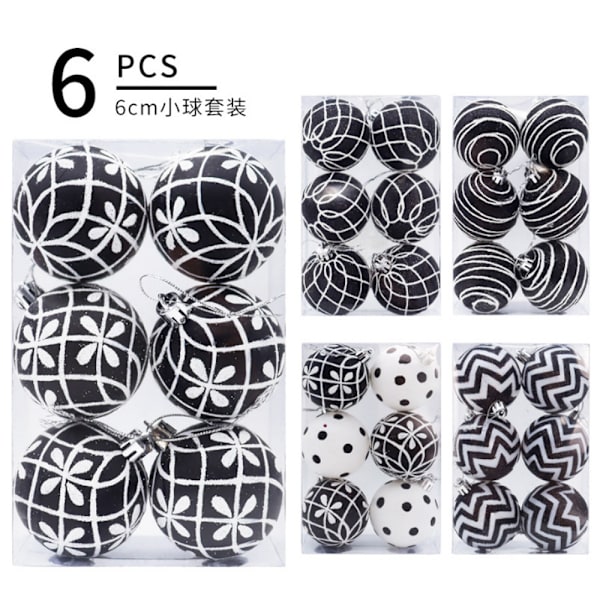 Handmålad julkula 6cm PVC, förpackad julgransdekoration, hänge, juldekoration för fönster