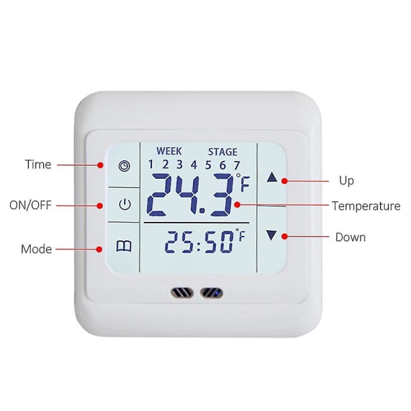 Elektrisk opvarmningstermostat med berøringsskærm LCD-skærm Smart 16a termostat Energibesparende temperaturregulator til hjemmet