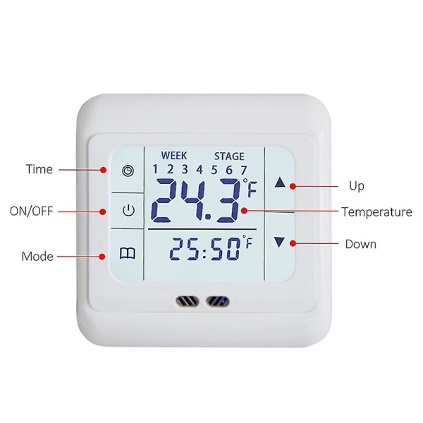 Elektrisk Opvarmningstermostat med Touchscreen LCD Display Smart 16A Termostat Energibesparende Hjemtemperaturregulator