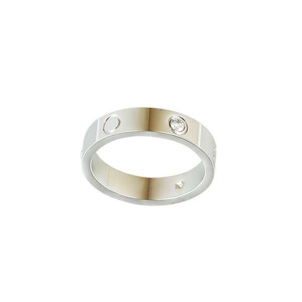 Kajia Ring Fashion Titaani Teräs Sähköpinnoitus Pari Sormus Kolme Timantti Sormus Pari 4mm hopea timantilla No. 11