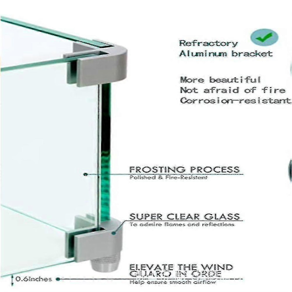 Diy Glas Flamme Vindskærm Sæt, 8 stk. Flamme Vind Ildsted Flamme Skærm Dele Glas Hjørne Hardware Konnektor Nc
