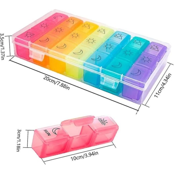 Ukespillboks 7 Dager 21 Rom 3 Ganger Flerfarget Ukespillboks Fransk Morgen Middag Kveld For Medisin Vitaminer Fiskeoljer Tillegg