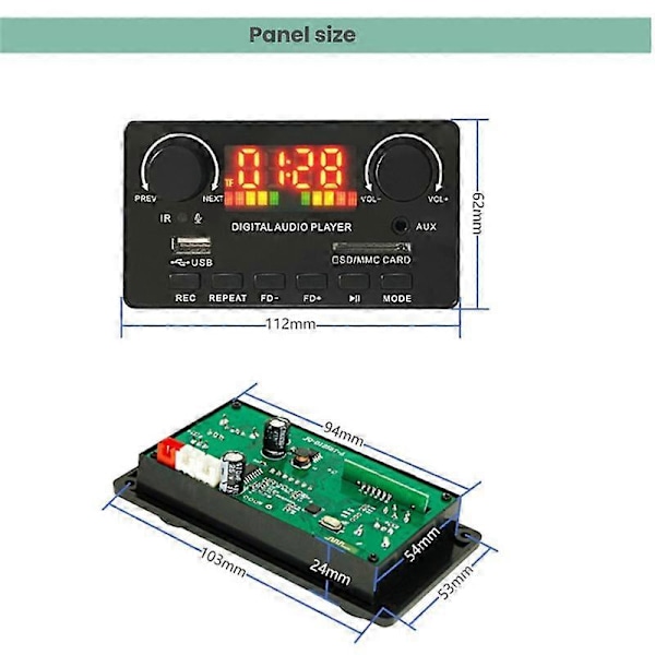 Bluetooth Effektförstärkarkort 2X40W Bil Ljud MP3-dekoder Stereo Musikförstärkare Bluetooth-modul