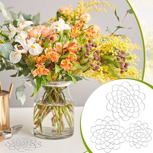 Blomsterarrangemangshållare, 3 st återanvändbara blomstergaller Blomsterarrangemangshållare Bukett Twister Rund metallblomlock Vas Blomsterfixering