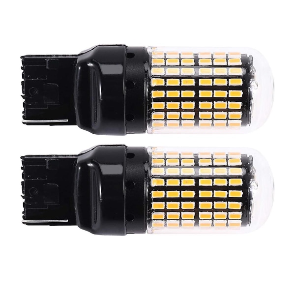 2X 7440 Canbus Super Bright felfri LED-lampa T20 W21W 144 SMD bärnstensfärgad för omvänd svansvisare