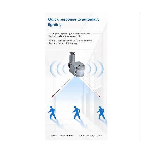 Rörelsedetektor 110vpir Rörelsedetektor Automatisk Infraröd Väggmonterad Timer Utomhus Led Rörelsesensor