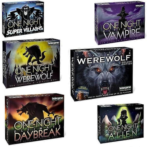 Engelsk versjon av brettspillet One Night Ultimate Werewolf Breaking Dawn