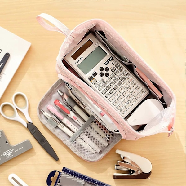 PIAO Blyantsæske Stor Kapacitet Blyantpung Håndholdt Pen Taske Kosmetik Portable Gave til Kontor Skole Teen Pige Dreng Mænd Kvinder Voksen (Blå)