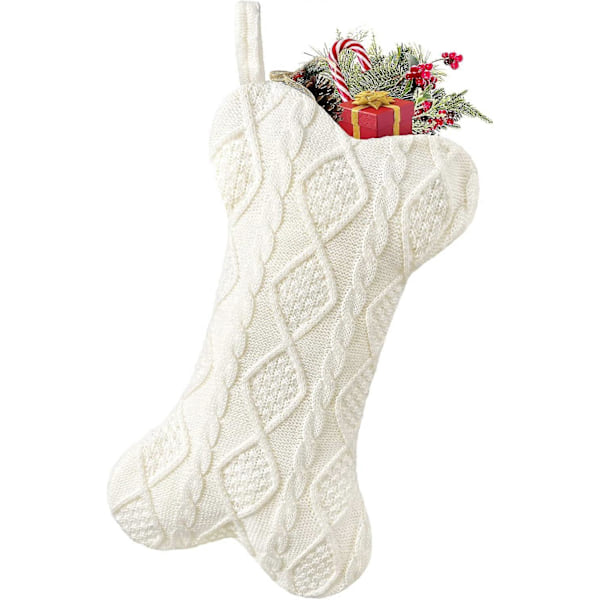 Hund Julstrumpa, Stickad Vit Julstrumpa för Hundar, Benformad Hundstrumpa Jul Stor Husdjursstrumpa Hängande Hund Julstrumpa f