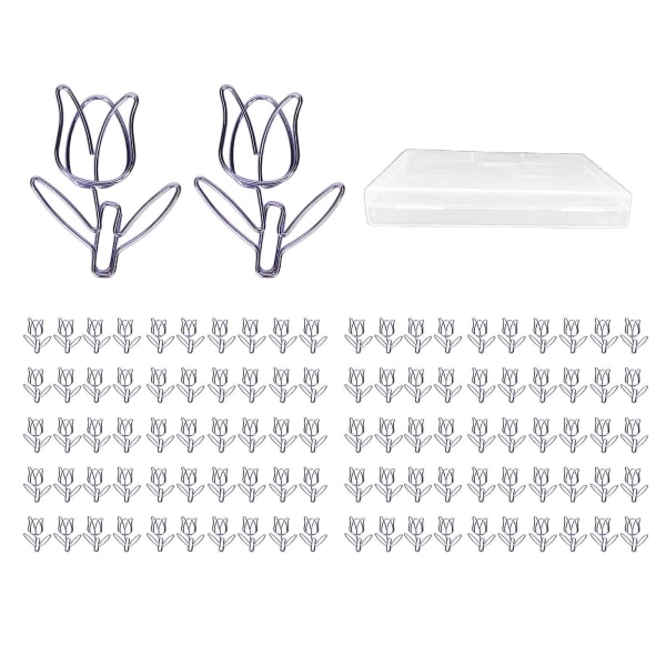 100 kpl Paperiliittimiä Söpö kukka Muoto Ruosteenkestävä Sähköpinnoitettu Metalli Pienet Paperiliittimet Toimistokouluun Kotiin