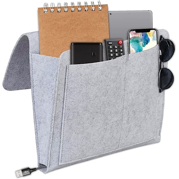 SZTXJ Gray Bedside Organizer Sofa Armrest Organizer Range Remote Canape Empty Pocket Bed Pocket Bedside Storage Bag Bedside Hanging Cover Storage Desk