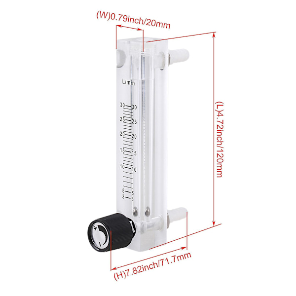 LZQ-7 Oxygen Flowmeter 3-30lpm Flow Meter Med Ventil Til Oxygen Air Gas