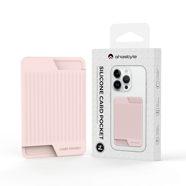 Mobiltelefon korthållare silikon självhäftande baksida korthållare bekväm förvaring korthållare pink