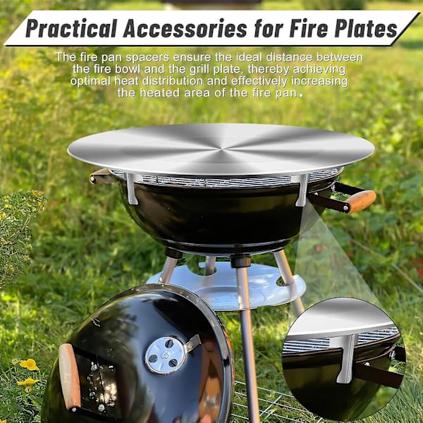 Spacers för eldplattor, 4 st universella rostfria stålspacers för eldplattor, eldtunna, grillplattor, kittelgrill, grillbricka