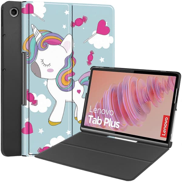 För Lenovo Tab Plus Ställfodral Mönstertryck Läder Tablet Skydd Häst