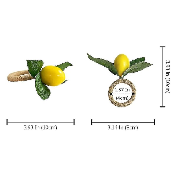 8 st Simulerings Citronväxt Servettring Fruktmålspänne Hotellmodell Rum Servettring Servett Spänne
