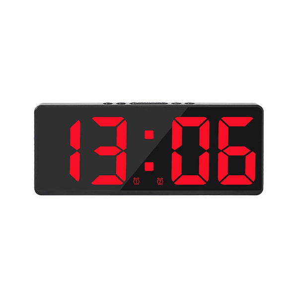 Stor Digital LED-Display Väckarklocka Snooze Temperatur Automatisk Ljusstyrka~