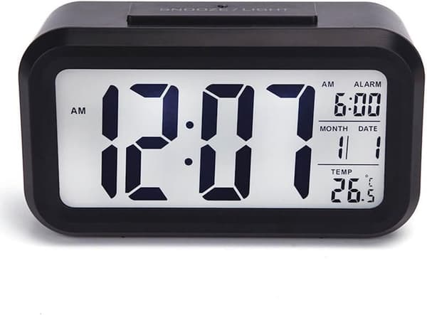 DTL Digital Väckarklocka, LED-display med temperaturvisning, stor LCD digital display