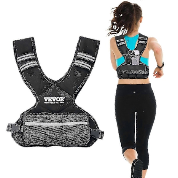 Justerbar vektvest, 5-9 kg vektvest med 6 jernsandvekter og refleksstripe, for styrketrening, løping og jogging