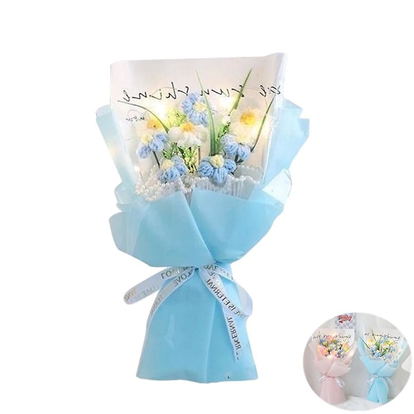 Elegant Håndlaget Krokert Ull Puff Bukett Kunstig Blomst Krokert Blomst Bukett Vevd Solsikke Bryllupsgaver Til Gjestene Evig Blomst Graduation Bukett