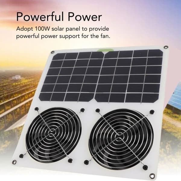12-tommer Dobbelt Solar Ventilator. ABS og Monokrystallinsk Silicium. 100W Vandtæt til Hønsehuse og Drivhuse