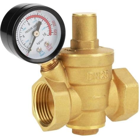 Trykregulator. DN25 Justerbar Messing Holdbar Vandtryksreducerende Regulator + Metrisk Kanal (1.6MPa)