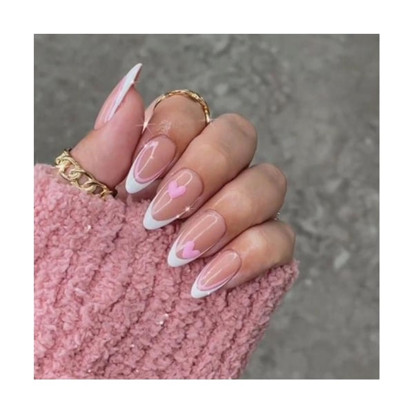 Avtagbara rosa naglar - gelnaglar 12 storlekar, ingen fil behövs förformad pressa på lösnaglar nagelförlängningar