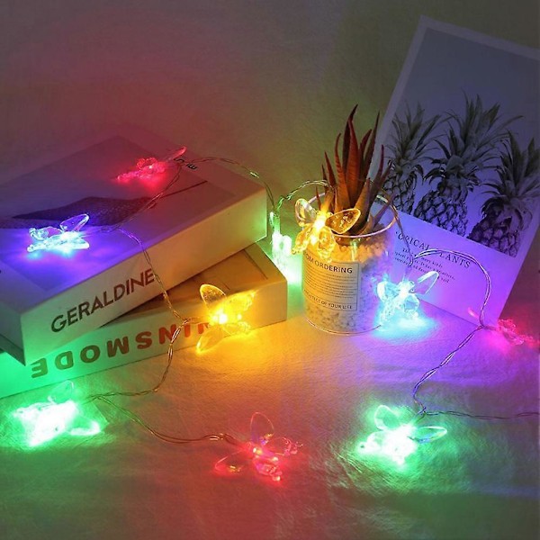 1.2m/3.9ft 10 LED Fjärilsformade Fairy String Lights Hemgård Juldekoration Färgglada