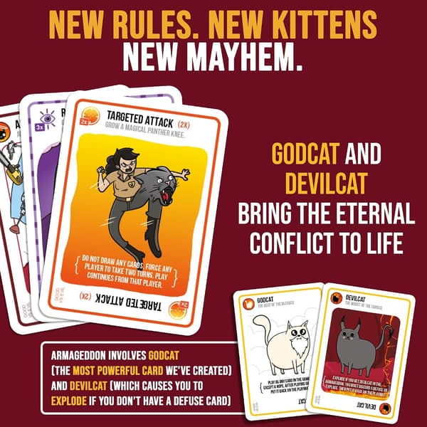 Exploding Kittens God vs. Evil - 2-5 Spillere - Aldre 7+ - Familiespil - Festligt Spil