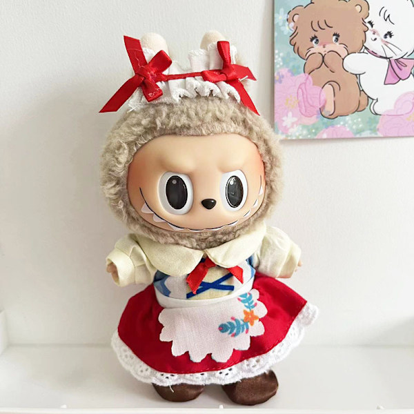 (Endast kläder) 17 cm hängande blind box Labu dockkläder Labubu