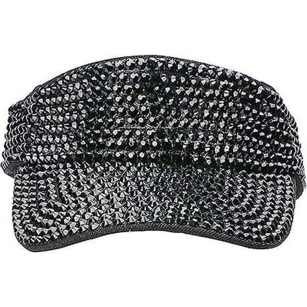 Skinnende Rhinestone Ensfarget Sportsskygge Justerbar Sommerhatt Visirhatt Dame Herre Golf Tennis