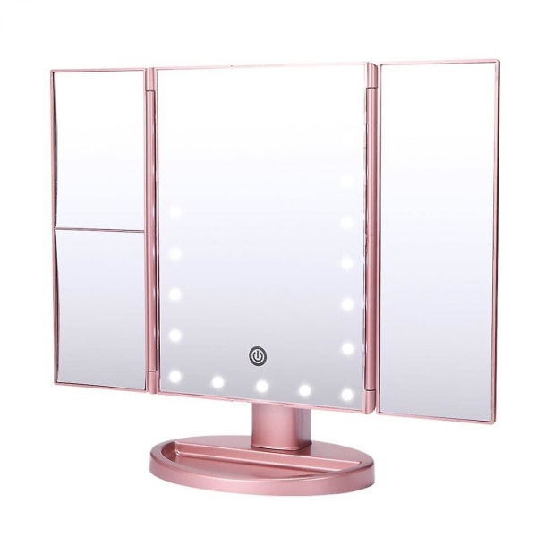 Kolminkertainen kokoontaittuva USB peili Smart Touch Beauty Mirror 22 Led Light Mirror Meikkipeili Kauneuspeili Pöytäpeili |
