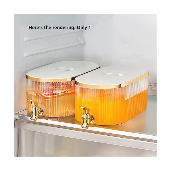 Kjøleskapsdrikkedispenser med gulltapp, firkantet plastdrikkebeholder Lemonade Melk Frukt Te Disp