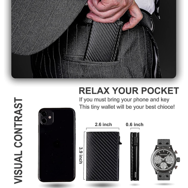 1 st plånbok för män Slim plånbok RFID-blockerande pengarklämma plånböcker för män, Minimalistisk plånbok för män