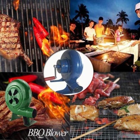 Bardusch - Håndsvinget grillblæser. Manuel smedjeblæser. Kulstarter grillblæser. Grøn blæser