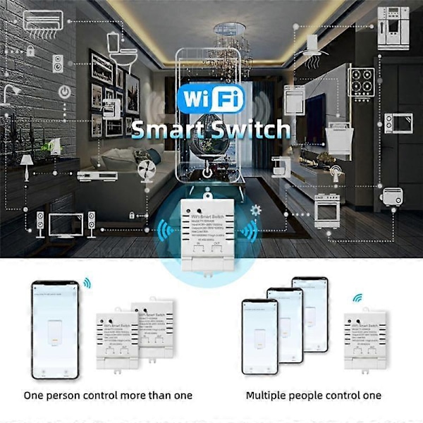 Tuya Smart WiFi Switch DIY Timer AC 85-265V WiFi Trådløs Controller 30A Strømovervågning Kwh til Alexa Home