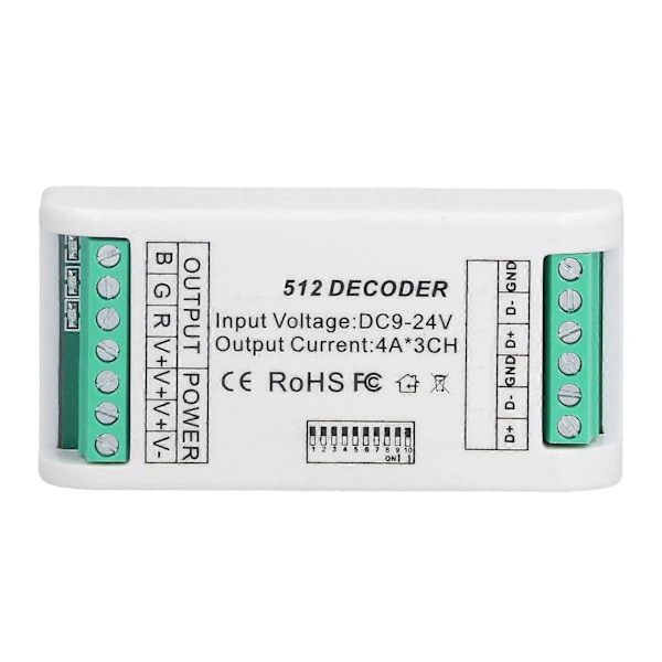 3-kanals LED-dekodare remsstyrenhet RGB-styrenhet DMX512 konstant spänningskontroll 924V
