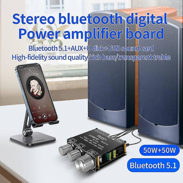 -t50l Bluetooth Digitaalinen Vahvistinlevy 50wx2 Bt5.1 Etuosan Korkeasäätöinen Stereo Audiovahvistin