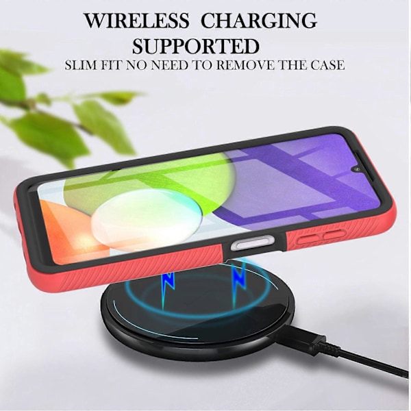 Samsung A22 4G Cover, Rød Samsung M22/M32 4G Cover, Stødsikkert Cover med Skærmbeskytter, 360 Telefon Cover Dobbeltsidet Fuld Krops Mobiltelefon Cover til Sa