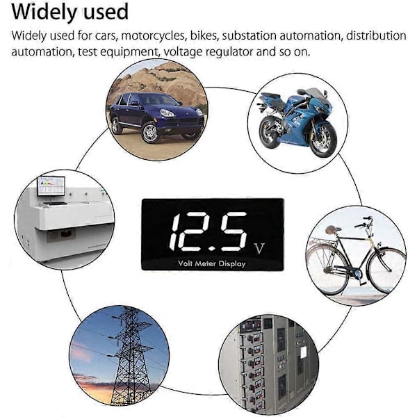 Bil DC 12V Digital Voltmeter LED Voltmeter Vattentät Stötsäker DC 12V Spänningsmätare Voltmeter för Motorcykel och Bil Spänningsmätare Voltmeter (Blå L