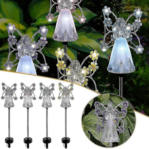 Solar Angel Lights For Plen Hage Dekor Stake Light Ip44 Vanntett Utendørs Led Lampe Julepynt