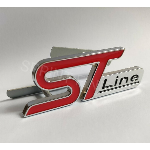 Rød Sølv ST Line Grill Badge Kit til Ford Focus Fiesta Puma Kuga Ecosport Bil