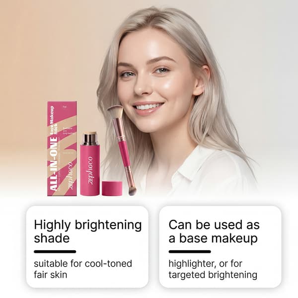 5g/æske Zephoco Multifunktionel Makeup Stick Sæt (Elfenbenshvid)