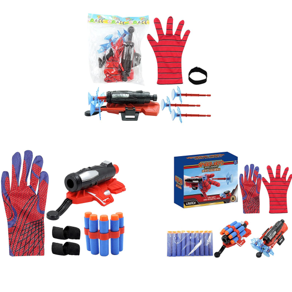 Spider Gloves Man Web Shooter til børn, Launcher Spider Kids Plastic Cosplay Handske Hero Movie Launcher Wrist Legetøj Sæt Sjovt Dekorer Børn Funny Edu