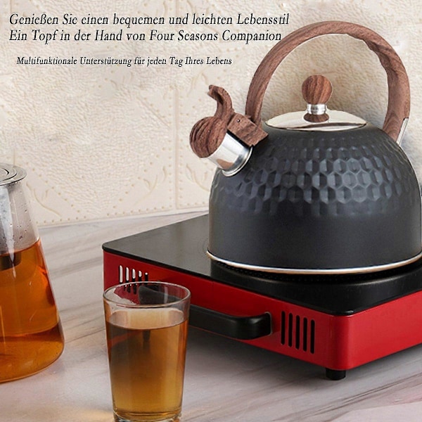 Tekedel til komfur, fløjtekedel i klassisk sort design, holdbar og stilfuld.