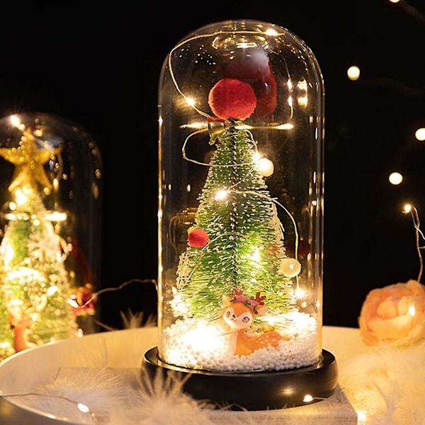 Jule LED-lys Glasskjerm Ornament Nisse Elg Julepynt