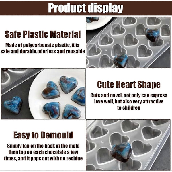 Transparent chokoladeform, 2-delt 3D chokoladeforme til kreativ bagning og desserter