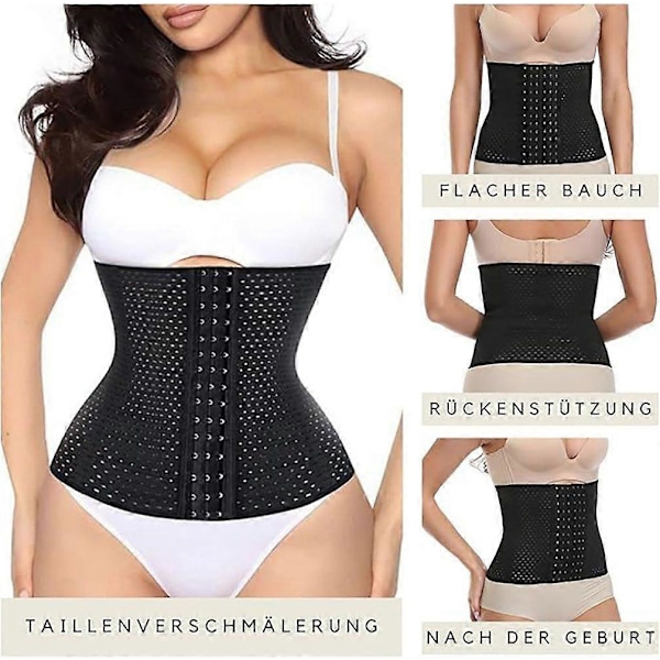 Hengittävä vyötärömuotoiluvyö naisille ja miehille, jossa hakas- ja silmäkiinnitys, slim fit -malli