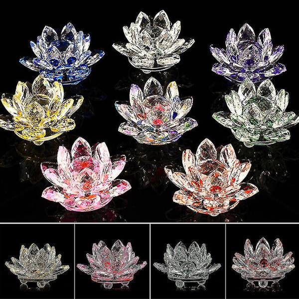 Krystal Lotus Ornamenter Flower Crafts Glas papirvægt Fengshui bil figurer