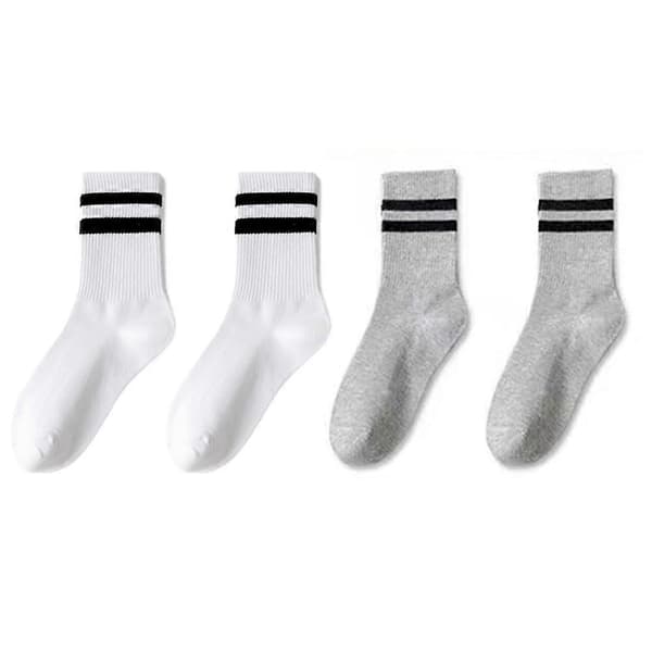 Dame Parallel Bar Stribede Rundhalsstrømper Kvindelige Åndbare J9Q8 white and gray 2 set